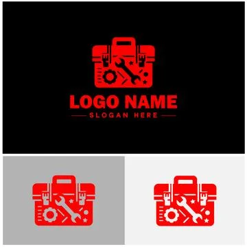 Toolbox icon Tool chest Tool kit Tool cabinet flat logo sign symbol editabl.. Stock Illustration