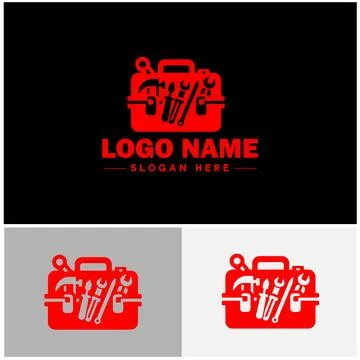 Toolbox icon Tool chest Tool kit Tool cabinet flat logo sign symbol editabl.. Stock Illustration