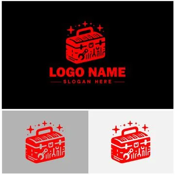 Toolbox icon Tool chest Tool kit Tool cabinet flat logo sign symbol editabl.. Illustration