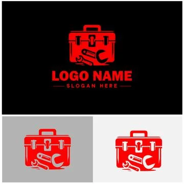 Toolbox icon Tool chest Tool kit Tool cabinet flat logo sign symbol editabl.. Illustration