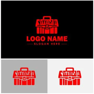 Toolbox icon Tool chest Tool kit Tool cabinet flat logo sign symbol editabl.. Stock Illustration