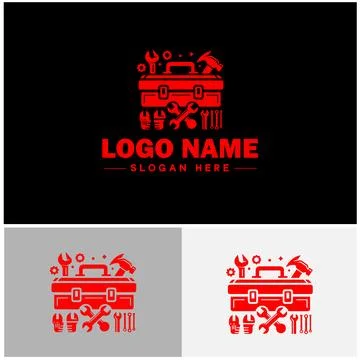 Toolbox icon Tool chest Tool kit Tool cabinet flat logo sign symbol editabl.. Stock Illustration