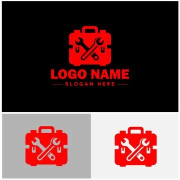 Toolbox icon Tool chest Tool kit Tool cabinet flat logo sign symbol editabl.. Stock Illustration
