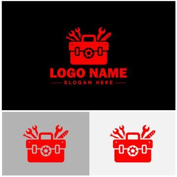Toolbox icon Tool chest Tool kit Tool cabinet flat logo sign symbol editabl.. Stock Illustration