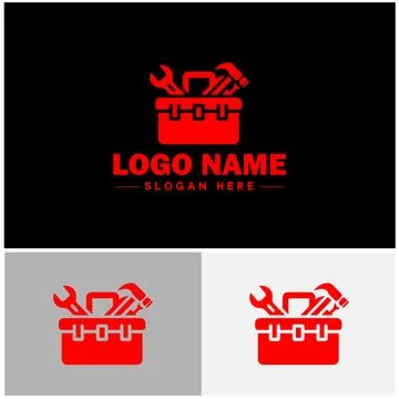 Toolbox icon Tool chest Tool kit Tool cabinet flat logo sign symbol editabl.. Stock Illustration