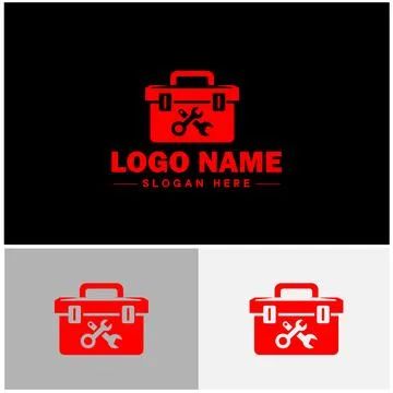 Toolbox icon Tool chest Tool kit Tool cabinet flat logo sign symbol editabl.. Stock Illustration