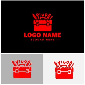 Toolbox icon Tool chest Tool kit Tool cabinet flat logo sign symbol editabl.. Stock Illustration