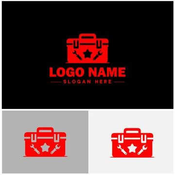 Toolbox icon Tool chest Tool kit Tool cabinet flat logo sign symbol editabl.. Illustrazione stock