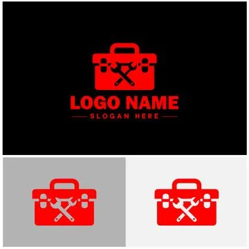 Toolbox icon Tool chest Tool kit Tool cabinet flat logo sign symbol editabl.. Stock Illustration