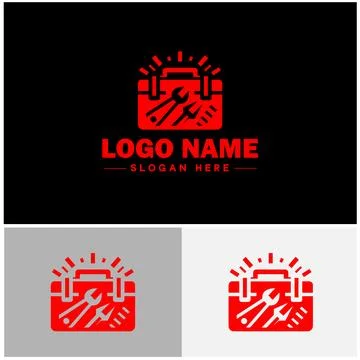 Toolbox icon Tool chest Tool kit Tool cabinet flat logo sign symbol editabl.. Stock Illustration