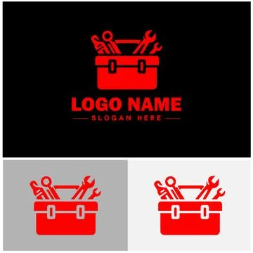 Toolbox icon Tool chest Tool kit Tool cabinet flat logo sign symbol editabl.. Stock Illustration
