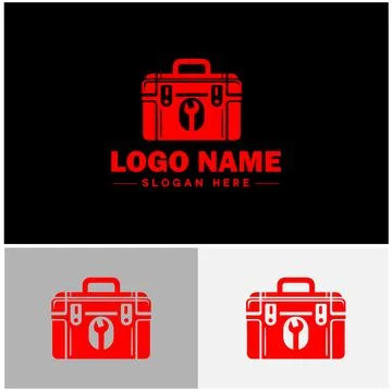 Toolbox icon Tool chest Tool kit Tool cabinet flat logo sign symbol editabl.. Stock Illustration