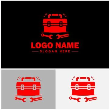 Toolbox icon Tool chest Tool kit Tool cabinet flat logo sign symbol editabl.. Stock Illustration