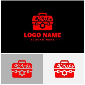 Toolbox icon Tool chest Tool kit Tool cabinet flat logo sign symbol editabl.. Stock Illustration