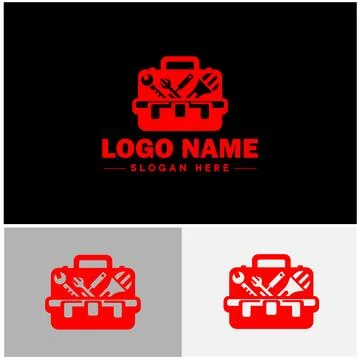 Toolbox icon Tool chest Tool kit Tool cabinet flat logo sign symbol editabl.. Stock Illustration