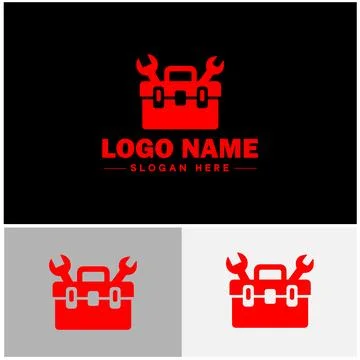 Toolbox icon Tool chest Tool kit Tool cabinet flat logo sign symbol editabl.. Stock Illustration