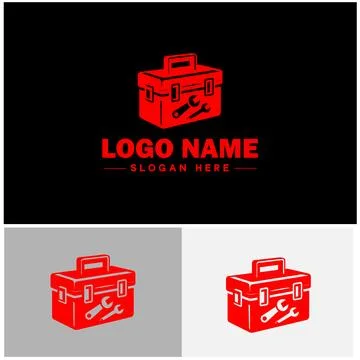 Toolbox icon Tool chest Tool kit Tool cabinet flat logo sign symbol editabl.. Stock Illustration