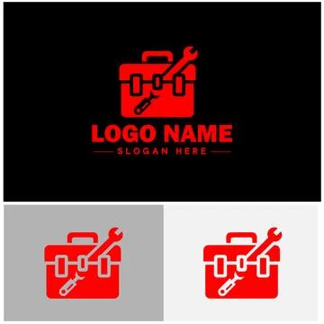 Toolbox icon Tool chest Tool kit Tool cabinet flat logo sign symbol editabl.. Stock Illustration