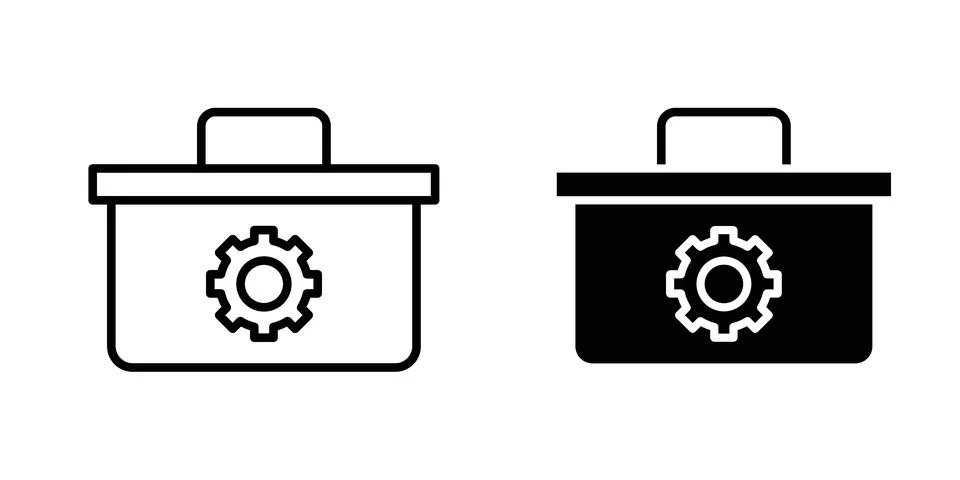 Toolbox icon vector concepts, line and silhouette style Stock Illustration
