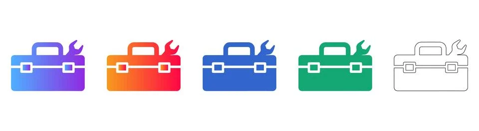 Toolbox Icons with Wrench for Construction Stock Illustration
