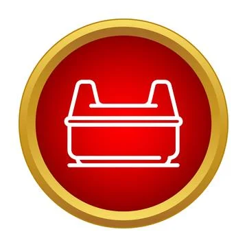 Toolbox line icon inside a red circle with gold frame Stock Illustration