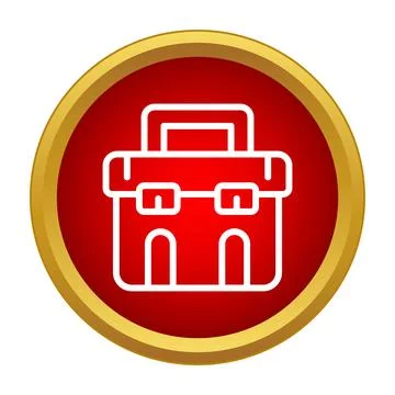 Toolbox line icon inside a red circle with gold ring Stock Illustration