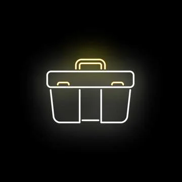 Toolbox neon icon glowing on a dark background Illustrazione stock