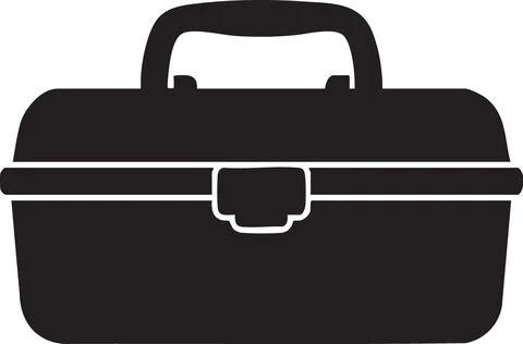Toolbox or Tackle Box Silhouette Icon Vector Illustration Stock Illustration