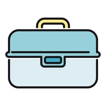 Toolbox outline icon representing work equipment and carrying case Stock Illustration