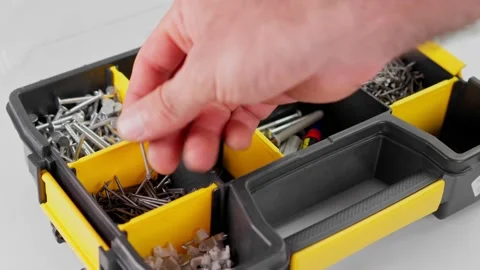 Toolbox. Pull the nail out of the nail box Video stock 198011388
