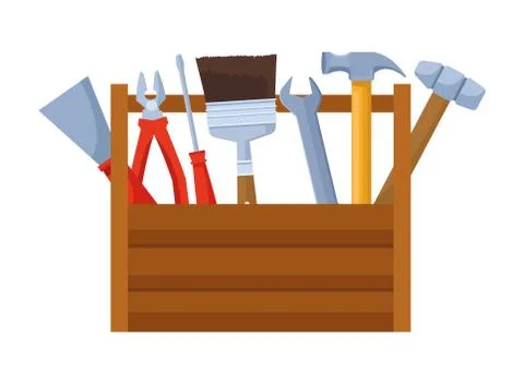 Toolbox with set of construction tools Illustrazione stock