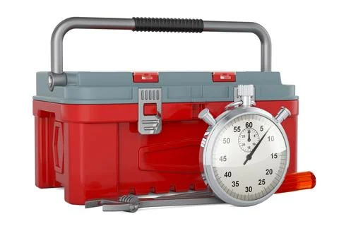 Toolbox with stopwatch, 3D rendering イラスト素材