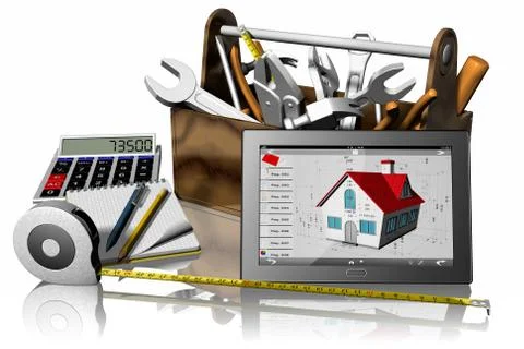 Toolbox Tablet Project - 3D illustration Ilustración de archivo