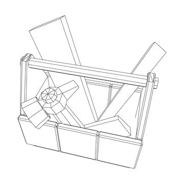 Toolbox with Tools. Wireframe illustration Stock Illustration
