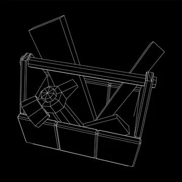 Toolbox with Tools. Wireframe illustration Stock Illustration