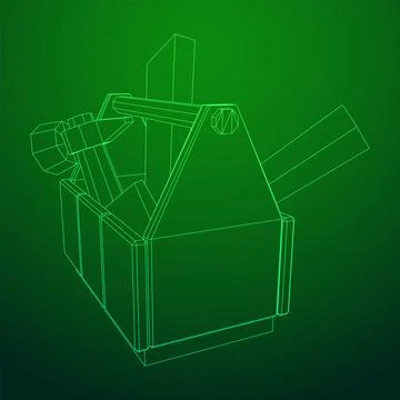 Toolbox with Tools. Wireframe illustration Stock Illustration