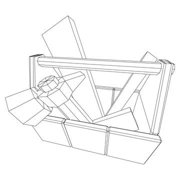 Toolbox with Tools. Wireframe illustration Ilustración de archivo