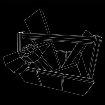 Toolbox with Tools. Wireframe illustration Illustrazione stock