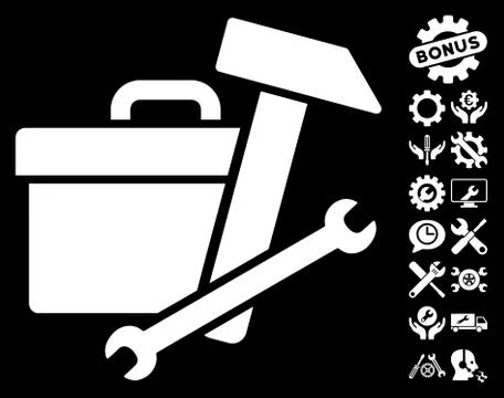 Toolbox Vector Icon With Tools Bonus Stock Illustration