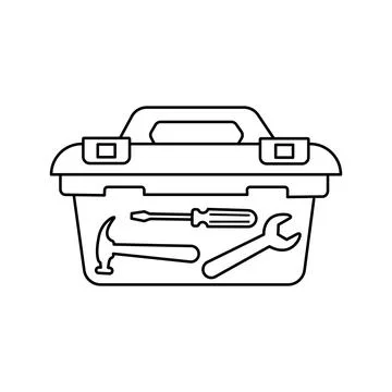 Toolbox vector thin line icon Stock Illustration