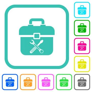Toolbox vivid colored flat icons Stock Illustration