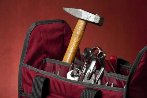 Toolbox on wooden board Stock Photos
