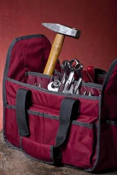 Toolbox on wooden board Stock Photos