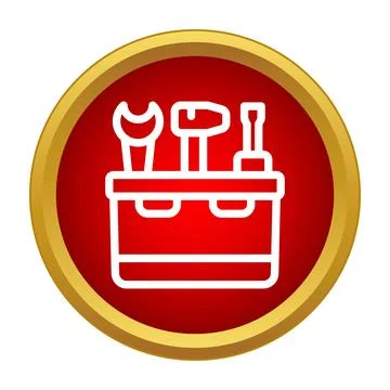 Toolbox with wrench hammer screwdriver in red icon Stock Illustration