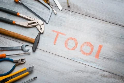 Toolkit and written Tool close up 写真素材