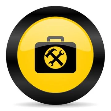 Toolkit black yellow web icon Stock Illustration