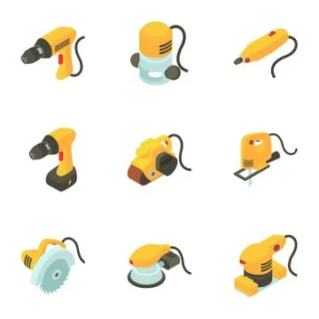 Toolkit icons set, isometric style Illustrazione stock