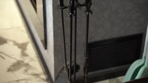 Tools and accessories for fireplace Stock Footage 298316498