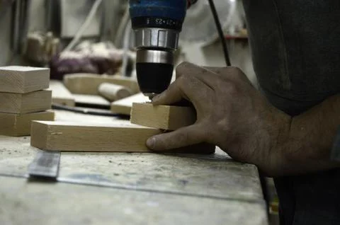 Tools and accessories for wood processing close up Stock Photos