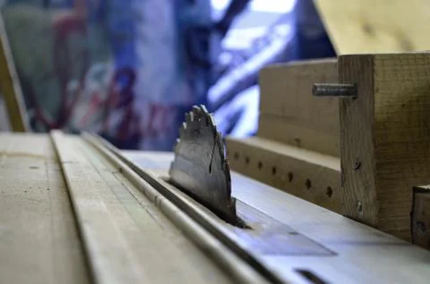 Tools and accessories for wood processing close up Stock Photos